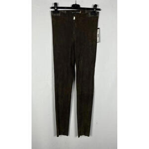 Alice + Olivia Front Zip Suede Leggings Chocolate Size 4 US